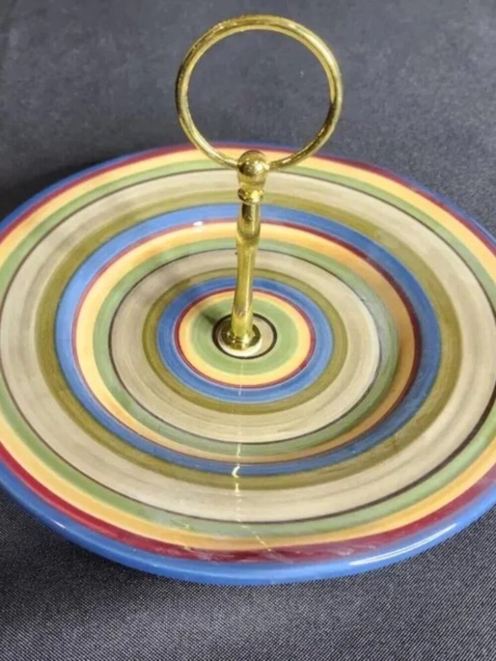 Upcycled Vintage Tabletop Gallery Hand Painted Ring Tray Catchall Dish Decor